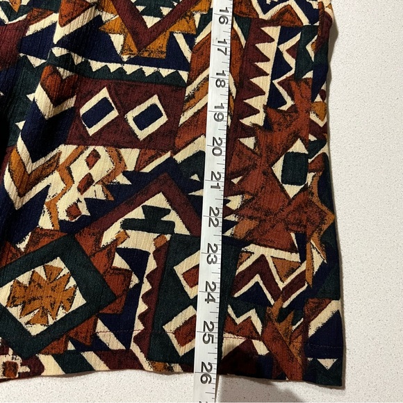 Vintage Geometric Button Up Collared Blouse Top Shirt k - Picture 7 of 10